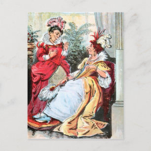 Vintage-Zeichnung: Die Schwestern in Ballkleidern Postkarte
