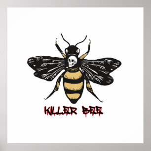 Vintage Zeichnung einer Killerbiene 24 x 24 Poster