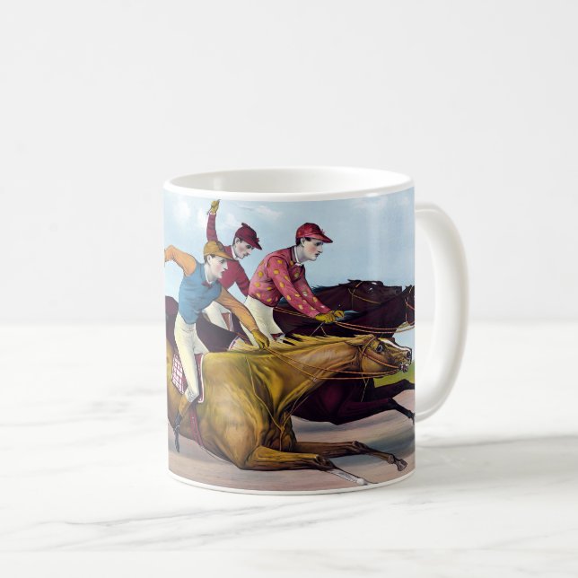 Vintage Zeichnung einer Pferdeszene, Pferde Kaffeetasse (VorderseiteRechts)
