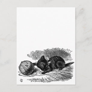 Vintage-Zeichnung einer schwarzen Katze aus Alice Postkarte