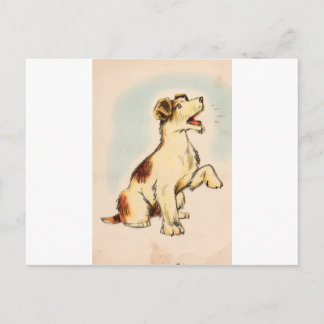 Vintage Zeichnung eines bellenden Hundes Postkarte