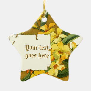 Vintage-Zeichnung eines gelben Jasmin-Ornaments Keramik Ornament