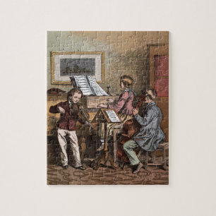 Vintage-Zeichnung: Kinder im Musikunterricht Puzzle