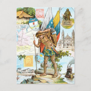 Vintage Zeichnung: Kolumbien und Ecuador Postkarte