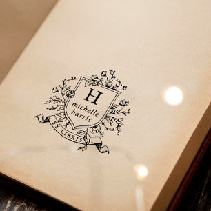 Vintage Zeichnung Monogramm Ex Libris Name Buch Gummistempel