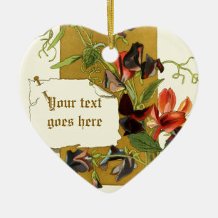 Vintage-Zeichnung rote lila Duftwicke Ornament
