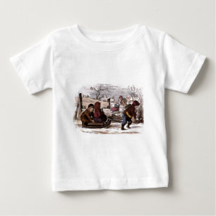 Vintage Zeichnung: Schlitten im Schnee Baby T-shirt