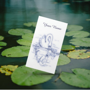 Vintage Zeichnung - Schwanreflexion - Visitenkarte