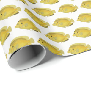 Vintage-Zeichnung tropischer Fische Gelb Geschenkpapier