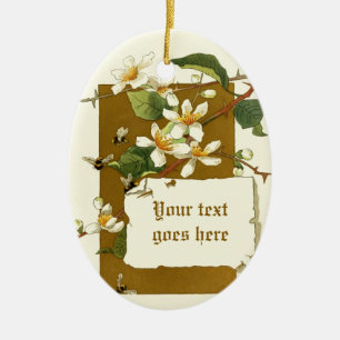 Vintage-Zeichnung von weißen Blumen-Ornament Keramik Ornament