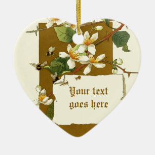 Vintage-Zeichnung von weißen Blumen-Ornament Keramikornament