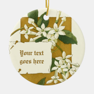 Vintage-Zeichnung weißes Jasmin-Ornament Keramik Ornament