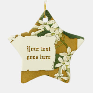 Vintage-Zeichnung weißes Jasmin-Ornament Keramikornament