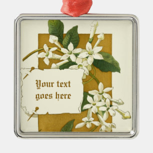 Vintage-Zeichnung weißes Jasmin-Ornament Silbernes Ornament