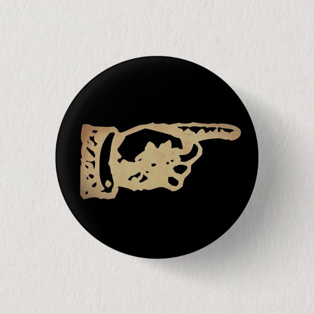 Vintage ZeigeHand - dunkel Button (Vorderseite)