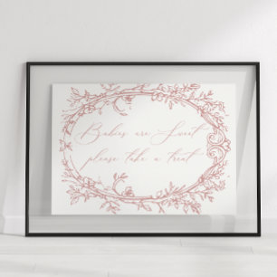 Vintage zeitlose florale rosa Babyparty-Geschenke Poster