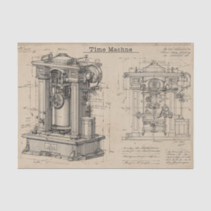 Vintage Zeitmaschine Blaupause Seidenpapier