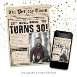 Vintage Zeitung 30. Geburtstag Spaß Custom Foto Einladung<br><div class="desc">Vintage Zeitung 30. Geburtstag Spaß Custom Foto Einladung. Ein cooles und humorvolles Geburtstags-Einladungs-Design,  das wie eine Vintage Zeitung aussieht! Es ist individuell anpassbar und kann für jedes Alter Geburtstagsparty verwendet werden! Benötigen Sie Hilfe mit dieser Designvorlage? Kontaktieren Sie das Design,  indem Sie auf den 'Nachricht'-Button unten klicken.</div>