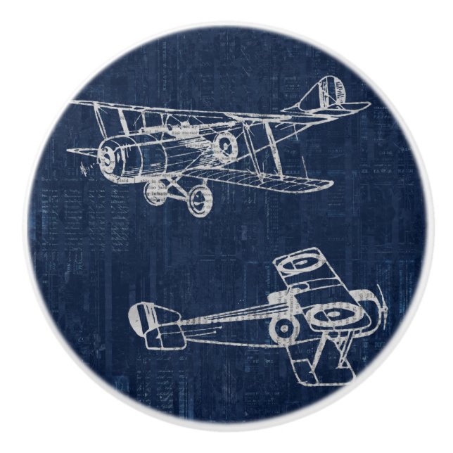 Vintage Zeitung "Airplane Art" Keramikknauf (Vorderseite)