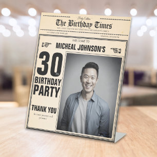 Vintage Zeitung Custom 30. Geburtstag Willkommen Sockelschild
