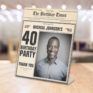 Vintage Zeitung Custom 40. Geburtstag Willkommen Sockelschild