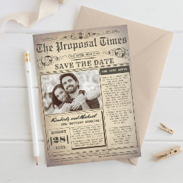 Vintage Zeitung Einzigartiges Save the Date Foto