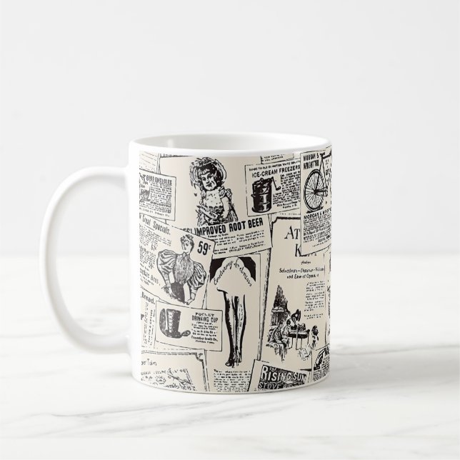 Vintage Zeitung Kaffeetasse (Links)