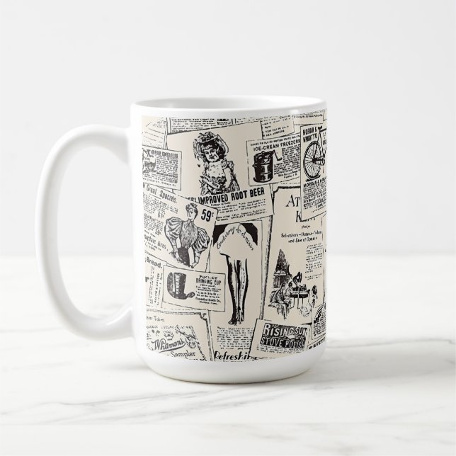 Vintage Zeitung Kaffeetasse (Links)