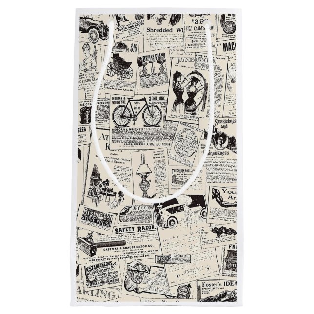 Vintage Zeitung Kleine Geschenktüte (Vorderseite)