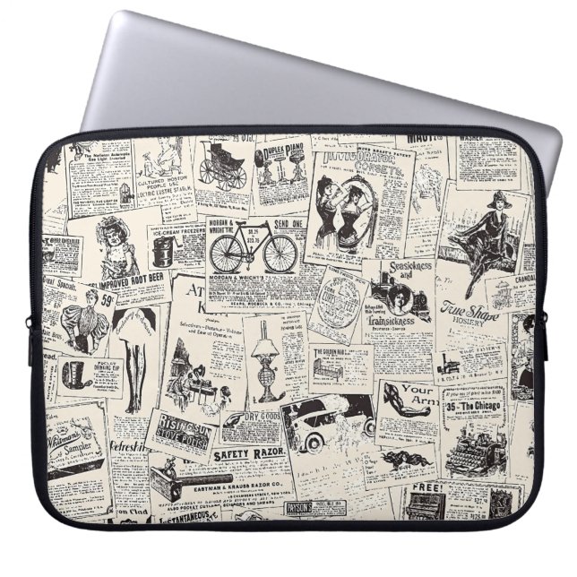 Vintage Zeitung Laptopschutzhülle (Vorderseite)