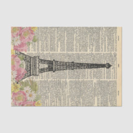Vintage Zeitung mit Blume Paris Decoupage Seidenpapier