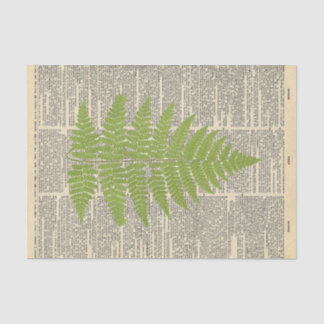 Vintage Zeitung mit Dekoupage aus grünem Leaf Seidenpapier