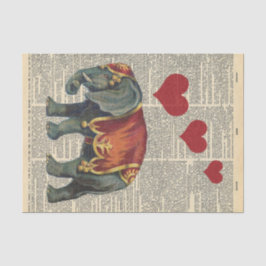 Vintage Zeitung mit Liebe Elefant Decoupage Seidenpapier