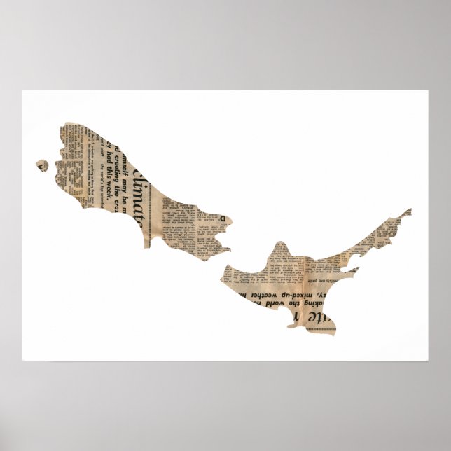 Vintage Zeitung Neuseeland Overlay | Poster (Vorne)