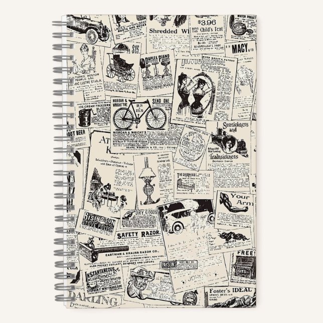 Vintage Zeitung Notizbuch (Vorderseite)