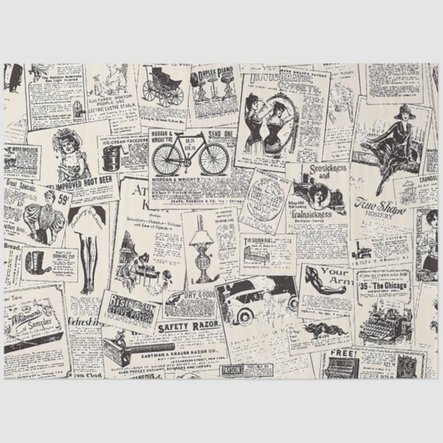 Vintage Zeitung Seidenpapier (Vorderseite)