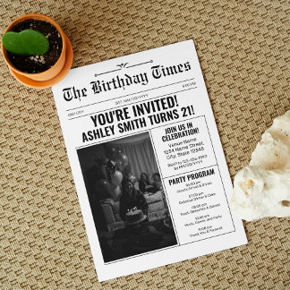 Vintage Zeitung Stil 21. Geburtstag Party Einladung