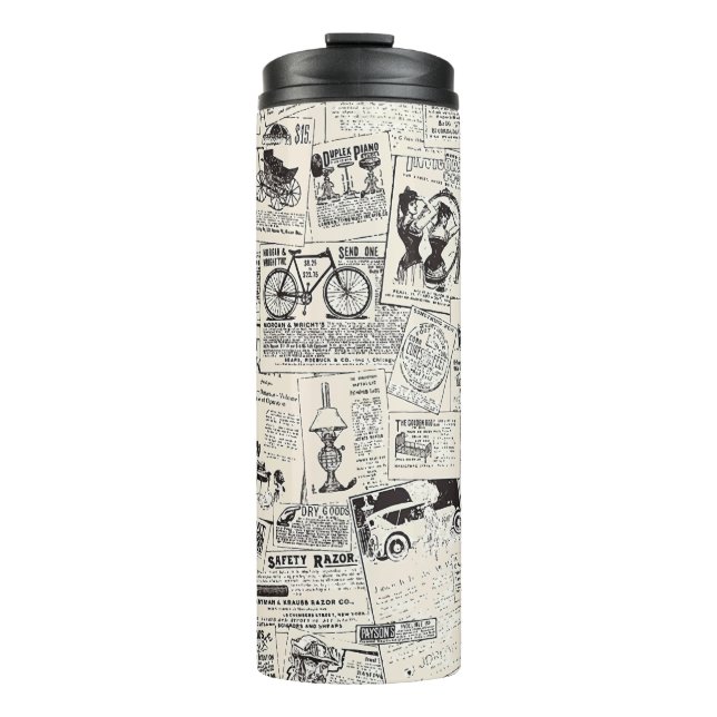 Vintage Zeitung Thermosbecher (Vorderseite)