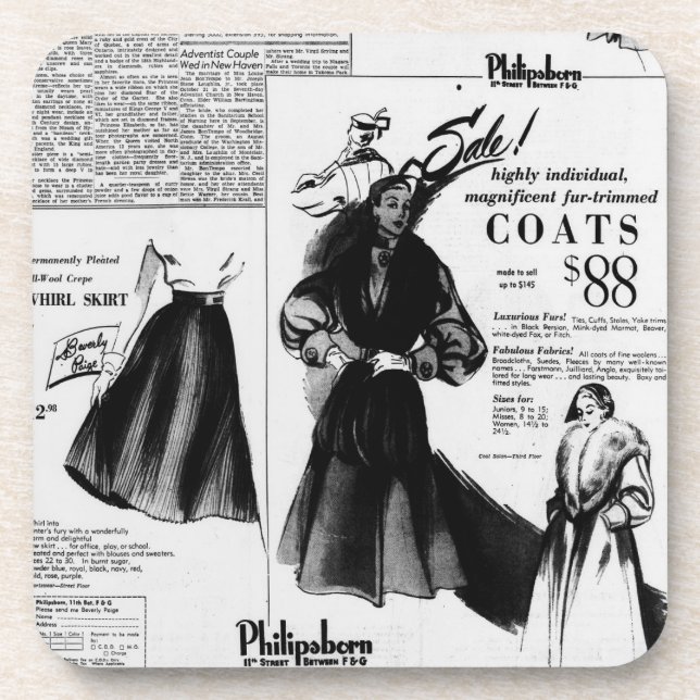 Vintage Zeitung vom 26. Oktober 1951 Getränkeuntersetzer (Vorderseite)