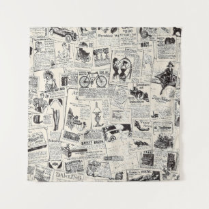 Vintage Zeitung Wandteppich
