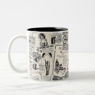 Vintage Zeitung Zweifarbige Tasse