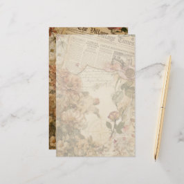 Vintage-Zeitungs-Blumen-Ästhetik-Briefeschreiben Briefpapier