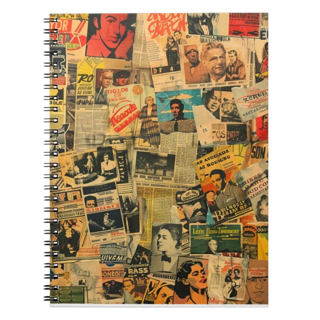 Vintage-Zeitungs-Collage-Notizbuch Notizblock (Vorderseite)