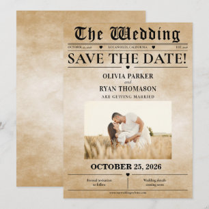 Vintage-Zeitungs-Hochzeitseinladung Einladung