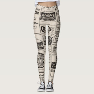 Vintage Zeitungsannonce-Leggings Leggings
