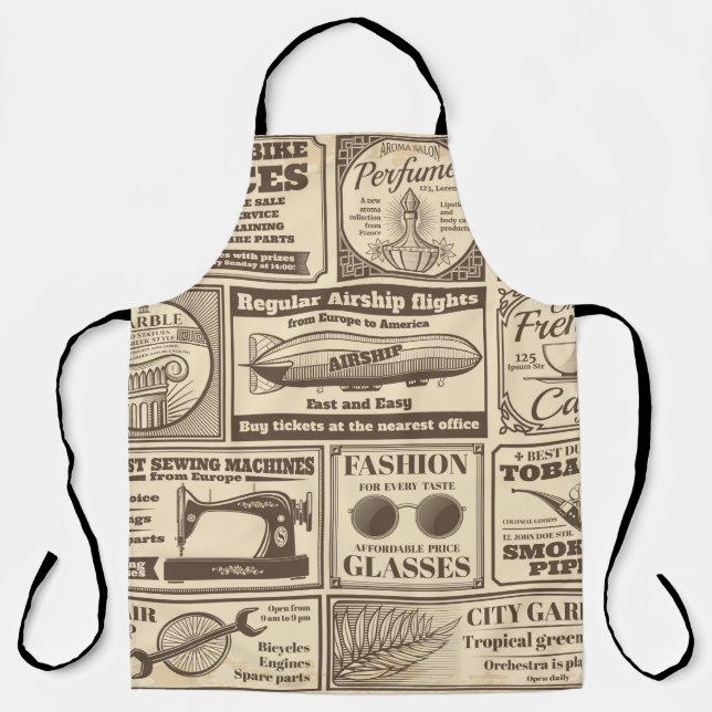 Vintage Zeitungsbanner und Werbeschriften / Schürze (Vorderseite)