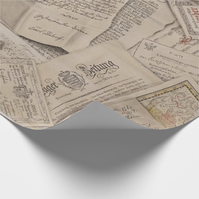 Vintage Zeitungsbriefe Geschenkpapier (Ecke)