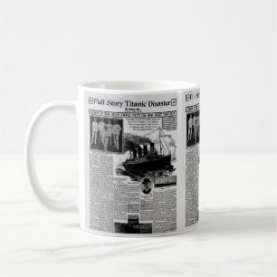 Vintage Zeitungsgeschichte Titanic Kaffeetasse
