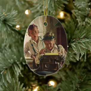 Vintage Zeitungsjournalisten, Schriftsteller Keramik Ornament