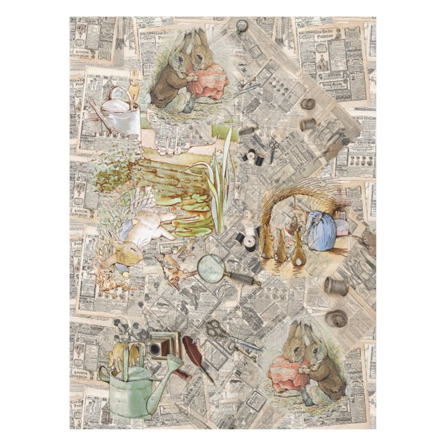 Vintage Zeitungskomposition Tischdecke (Vorderseite)